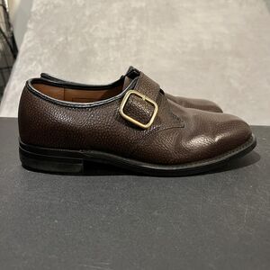 Knapp Monk Strap Shoes Mens 8.5 EE Brown Pebbled Leather Vintage Casual Dress